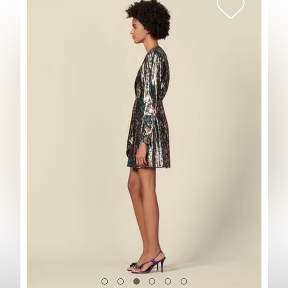 Sandro metallic mini dress glam rock indie sleaze - Picture 2 of 7
